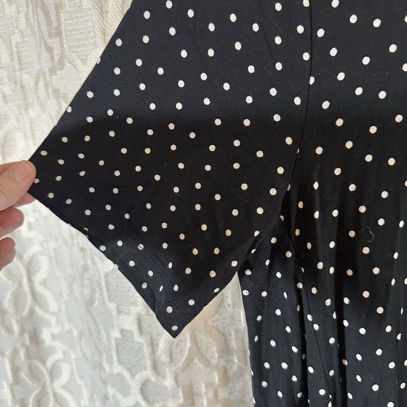 LOFT Polka Dot Swing Dress Black Short Sleeve Womens Medium - Picture 5 of 8
